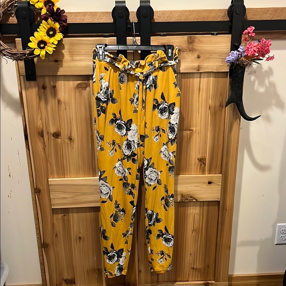 Eye Candy Yellow Floral Joggers